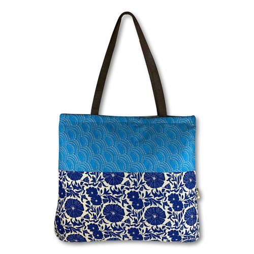Jozi shopper with hand creenprinted cotton and leather straps07