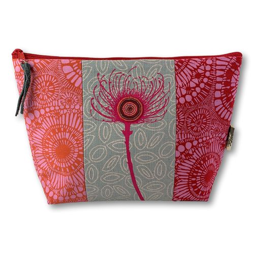 big cosmetic bag, handprinted with pearl beading50