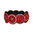 beaded bracelet with leather, shiny red