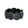 beaded bracelet with leather, black and grey