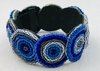 beaded bracelet with leather, blue