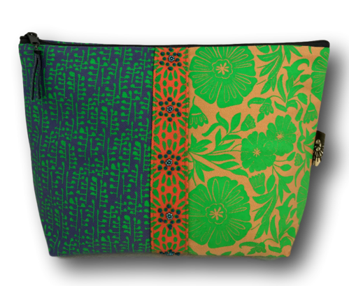 big cosmetic bag, handprinted with pearl beading L35