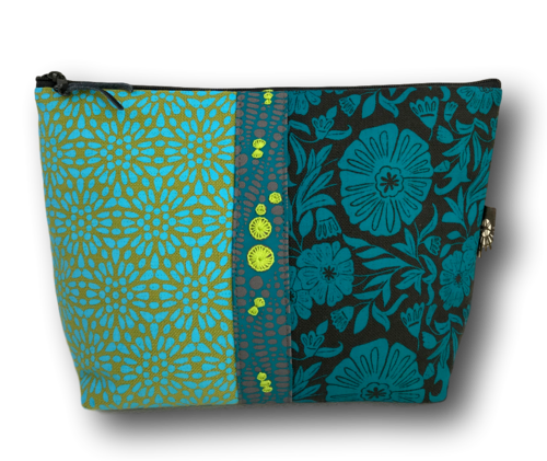 big cosmetic bag, handprinted with pearl beading L36