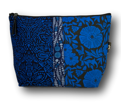 big cosmetic bag, handprinted with pearl beading L39