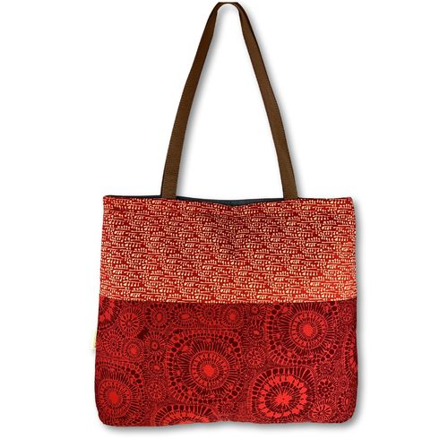 Jozi shopper with hand creenprinted cotton and leather straps03