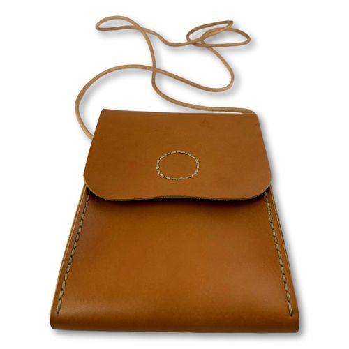 leather shoulder bag for mobile phone & wallet, handsewn01