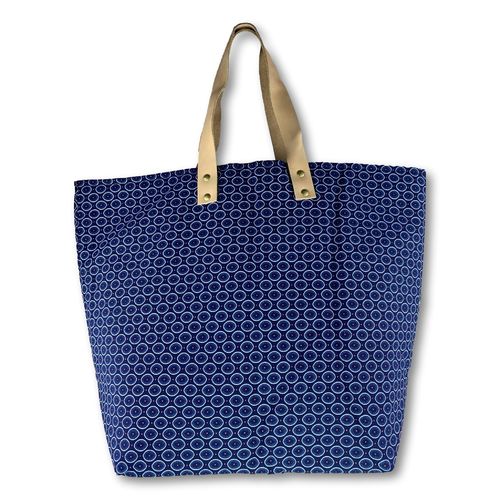 Esigo-textile basket with leatherhandles,large23