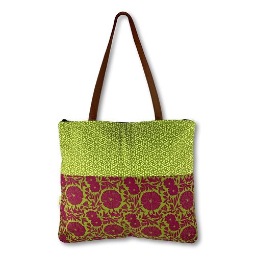 Jozi shopper with hand creenprinted cotton and leather straps12