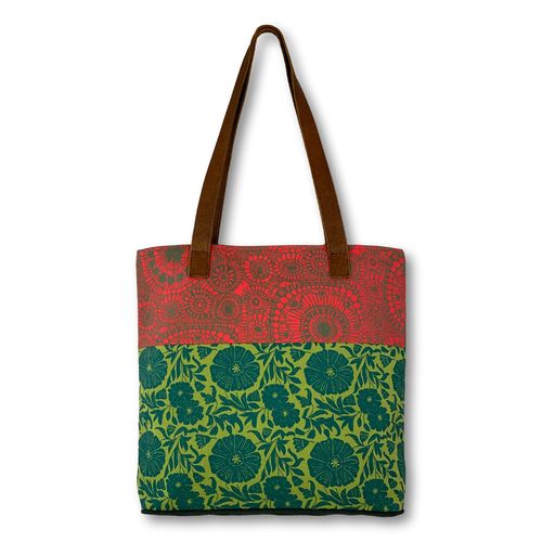 Joburg shopper with hand creenprinted cotton and leather straps16