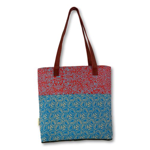 Joburg shopper with hand creenprinted cotton and leather straps11