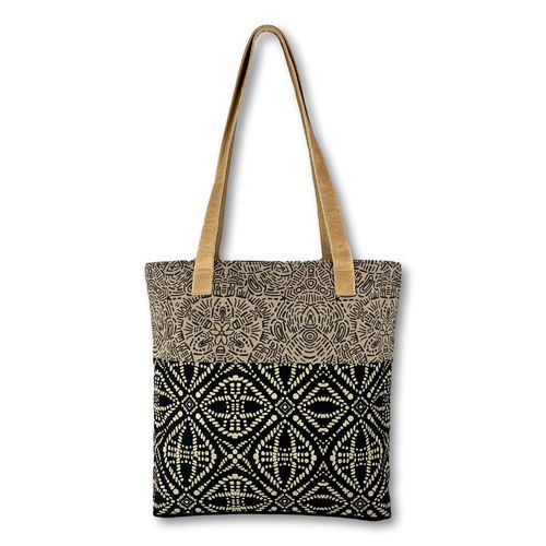 Joburg shopper with hand creenprinted cotton and leather straps14