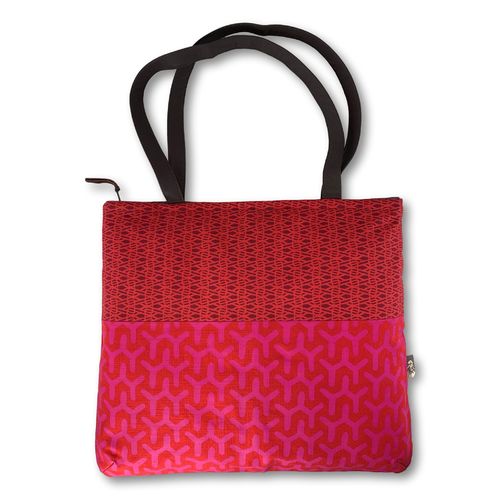 Jozi shopper with hand creenprinted cotton and leather straps24